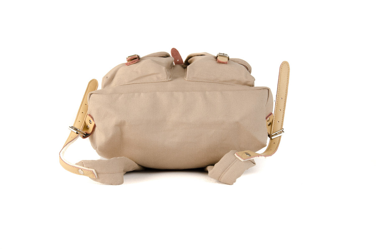RU139 Cotton Hiking Backpack with Real Leather Stripping 15L Sand