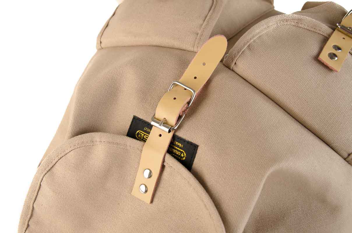 RU139 Cotton Hiking Backpack with Real Leather Stripping 15L Sand