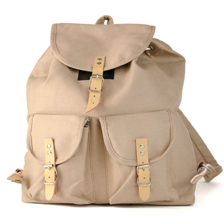 RU139 Cotton Hiking Backpack with Real Leather Stripping 15L Sand