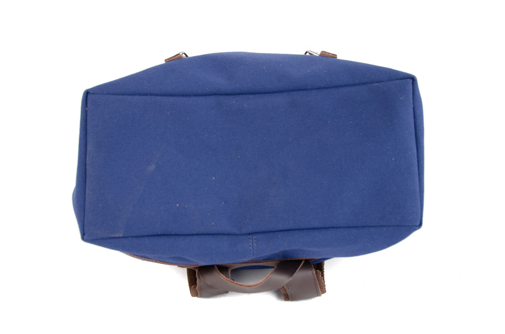 RU138 Baumwoll-Rucksack mit Echt-Leder-Strippen Blau