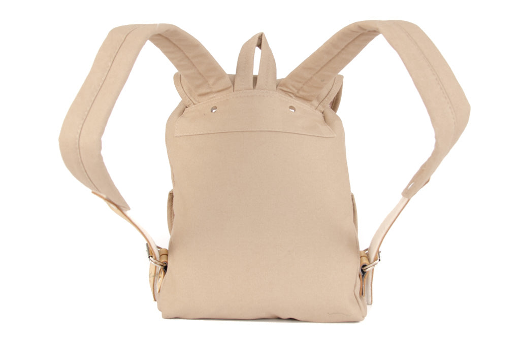 RU139 Cotton Hiking Backpack with Real Leather Stripping 15L Sand