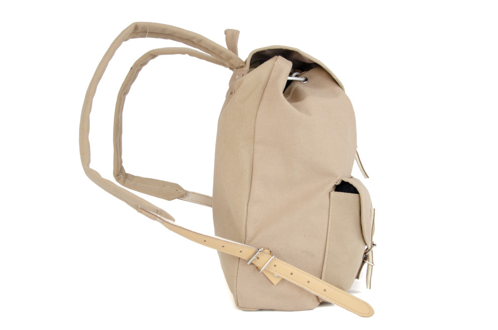 RU139 Cotton Hiking Backpack with Real Leather Stripping 15L Sand
