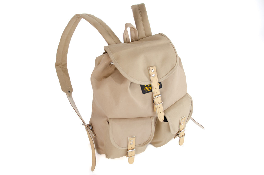 RU139 Cotton Hiking Backpack with Real Leather Stripping 15L Sand