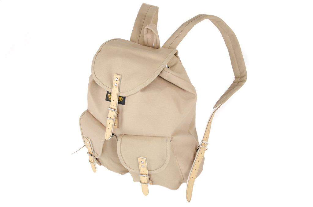 RU139 Cotton Hiking Backpack with Real Leather Stripping 15L Sand