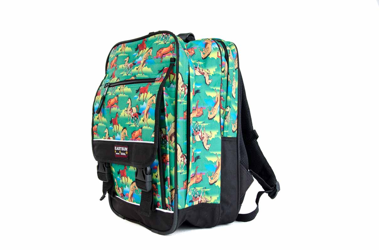 RU8007 School backpack 18 l horses green