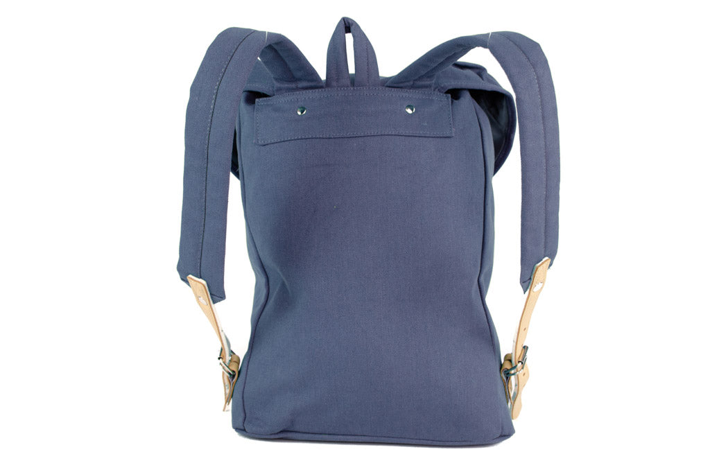 RU131 Cotton Hiking Backpack with Real Leather Stripping 15L Blue