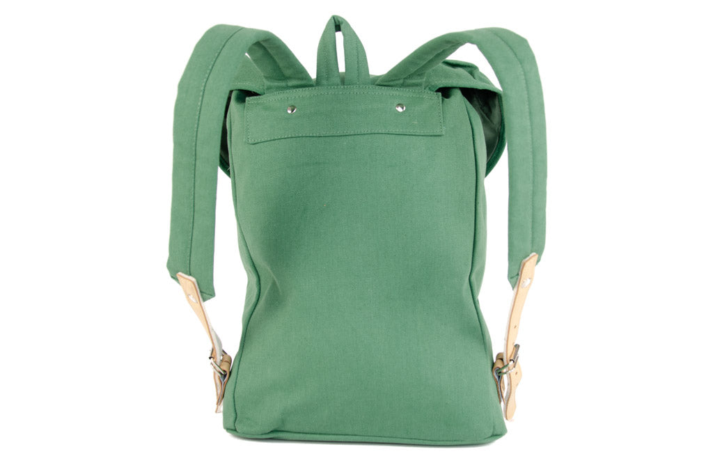 RU131 Cotton Hiking Backpack with Real Leather Stripping 15L Green