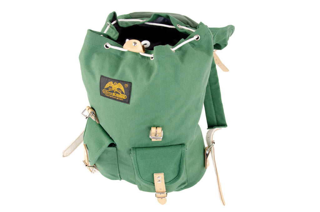 RU131 Cotton Hiking Backpack with Real Leather Stripping 15L Green