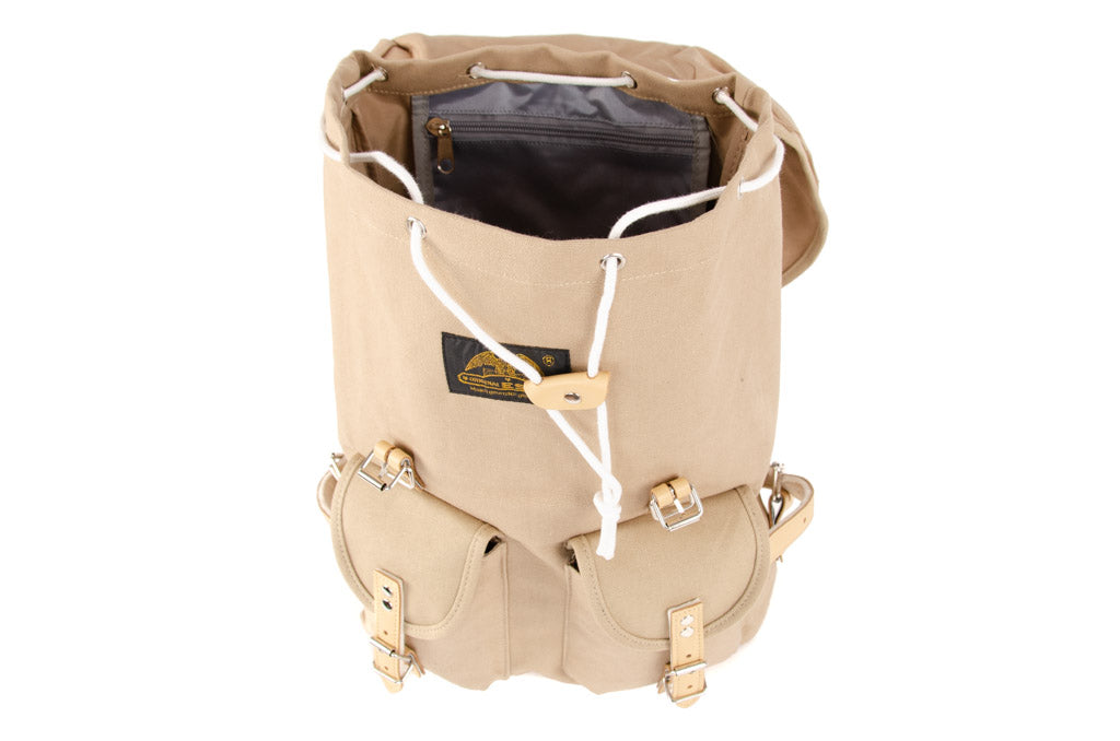 RU131 Cotton Hiking Backpack with Real Leather Stripping 15L Sand