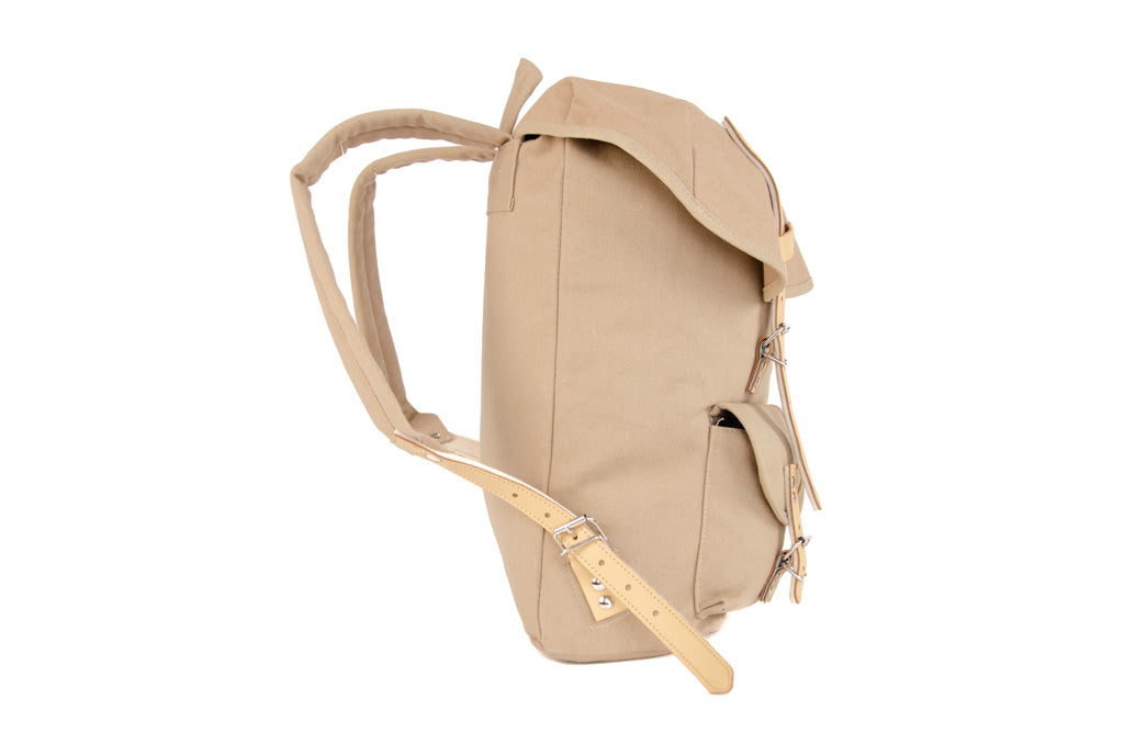 RU131 Cotton Hiking Backpack with Real Leather Stripping 15L Sand