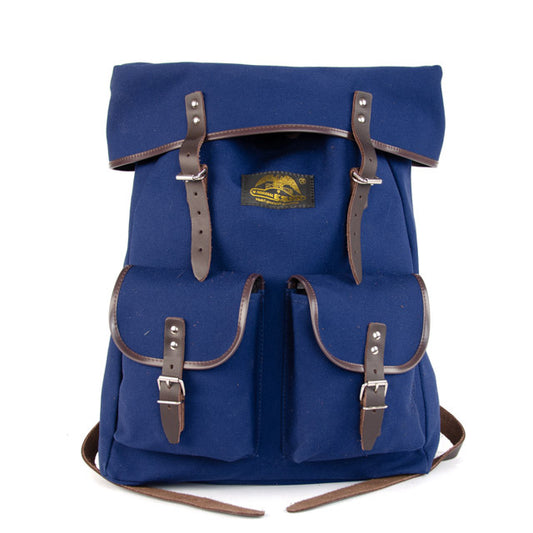 RU138LEDB cotton backpack with genuine leather stripping blue
