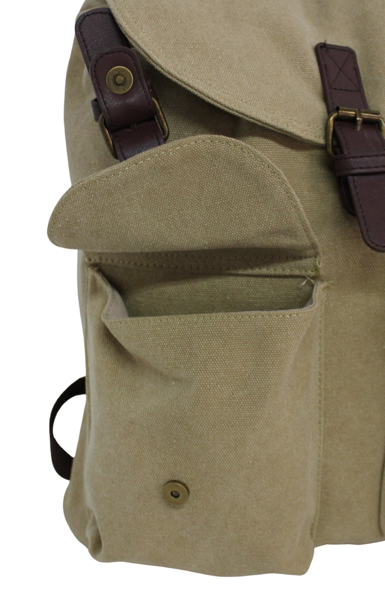 RU133 Cotton Backpack Magnetic Clasp Sand
