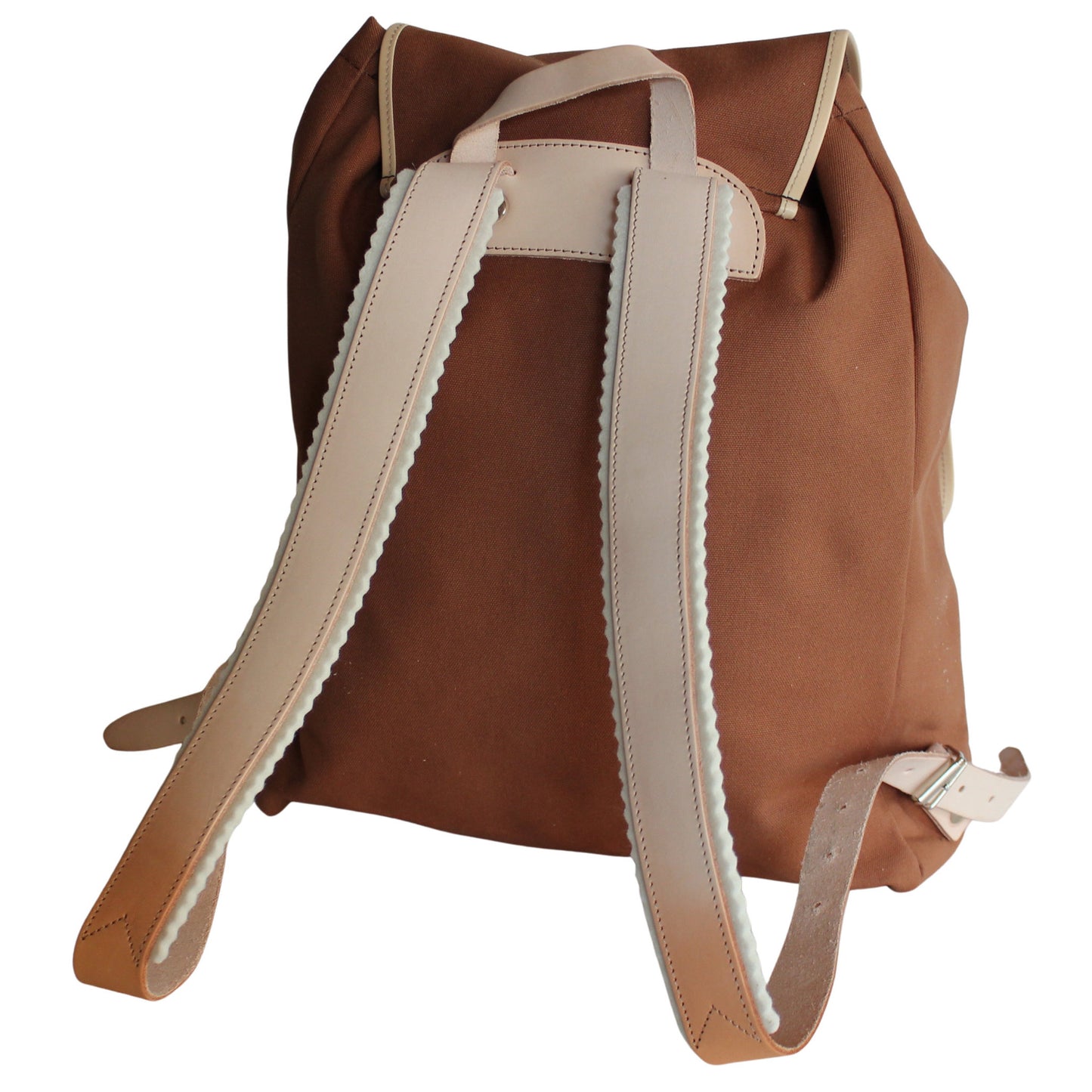 RU137DEPL cotton backpack medium brown with dark brown trim